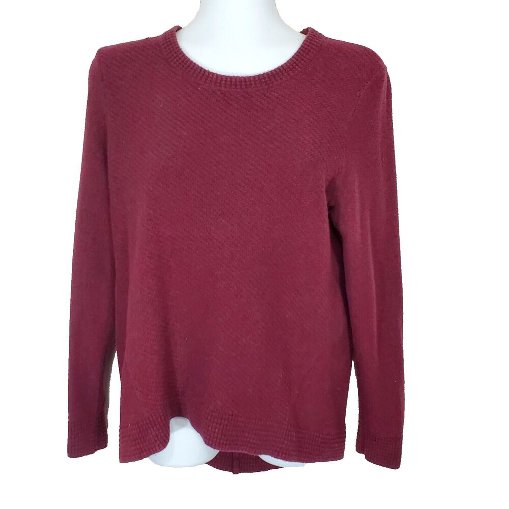 Madewell Sweater Womens Medium Palisade Maroon Red Back Zip Marled Pullover